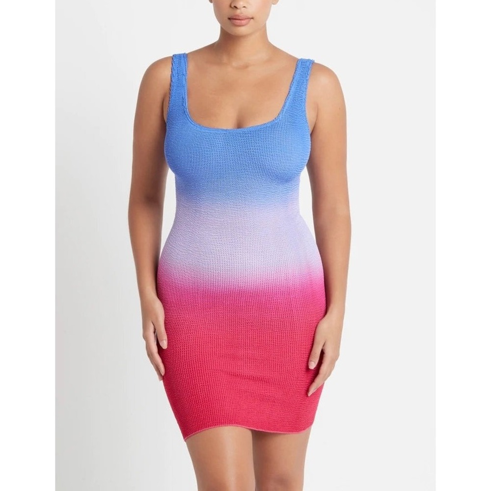 BOUND by bond-eye Hailey Dress Women One Size Blue Pink Ombre Tank Mini Crinkle